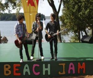 Puzzle Brothers Shane (Joe Jonas), Nate (Nick Jonas) και Jason Gray (Kevin Jonas), τραγουδώντας το Camp Rock Beach Jam